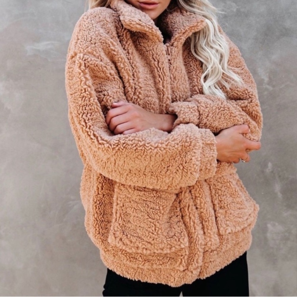 VICI NWOT Camel Sherpa Teddy Bear Coat